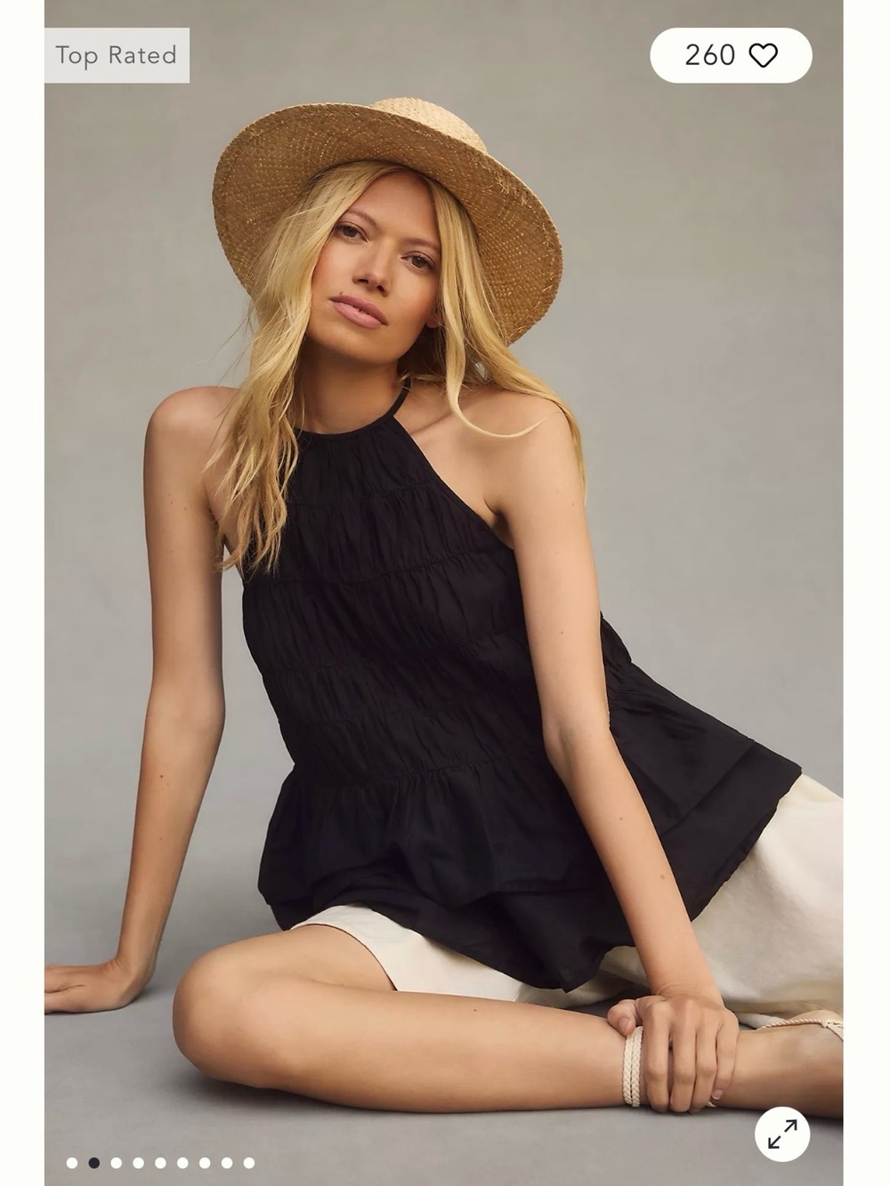 Pilcro Black Halter Peplum Top